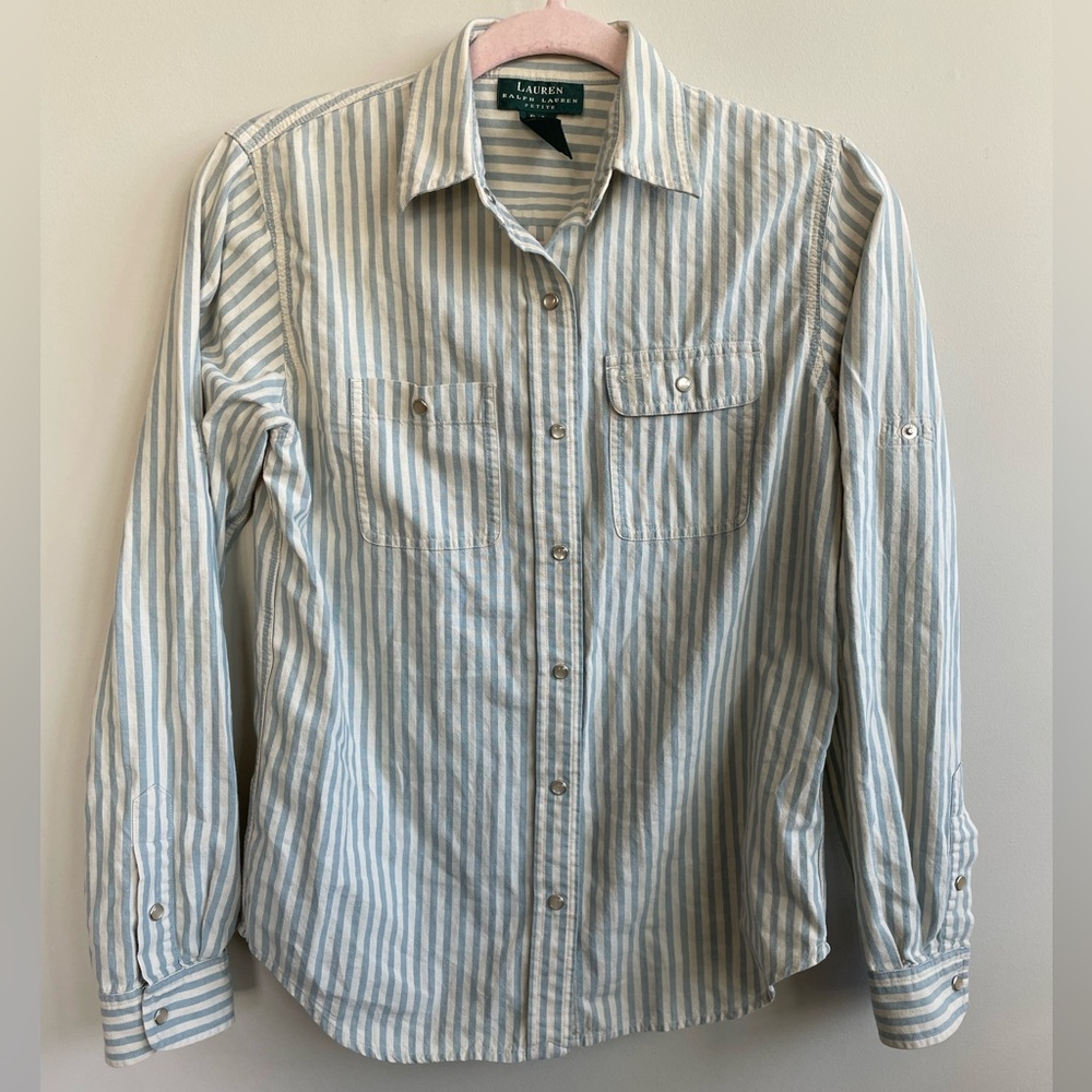 Lauren Women’s Petite Striped Button Up by Ralph Lauren